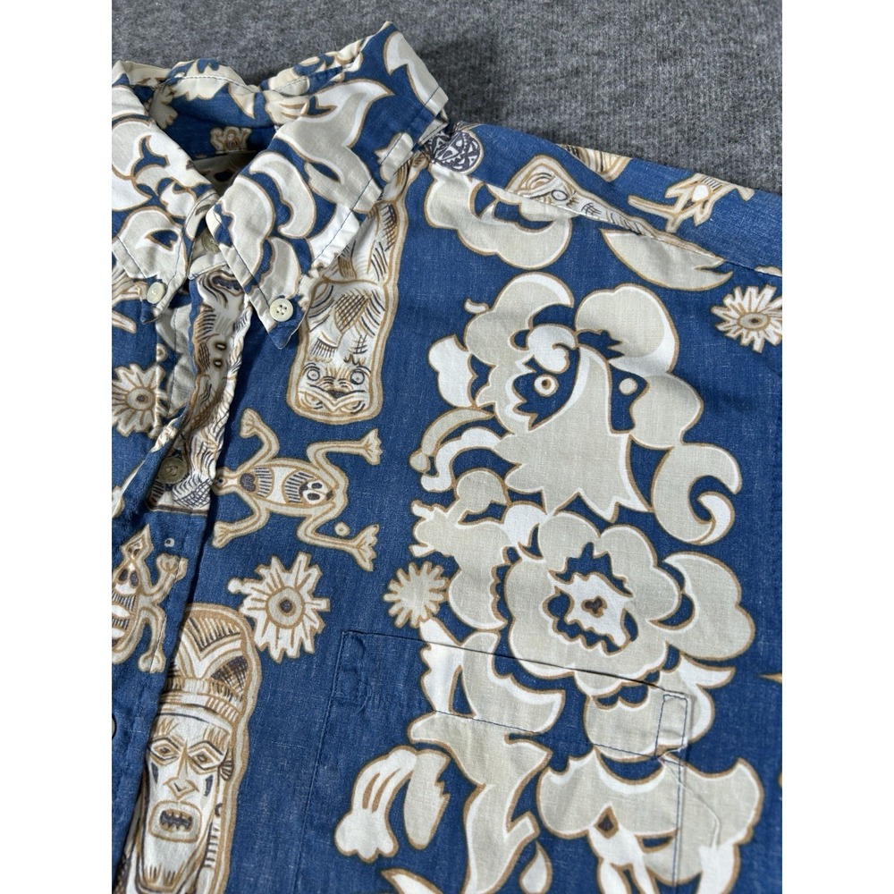 Reyn Spooner‎ Hawaiian Aloha Shirt Large Blue Honolulu Button Up Short Sleeve